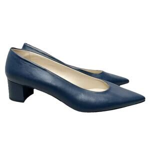Amalfi Pumps Womens Size 11.5 Blue Leather Pavone Parmasoft Pointed Toe NEW